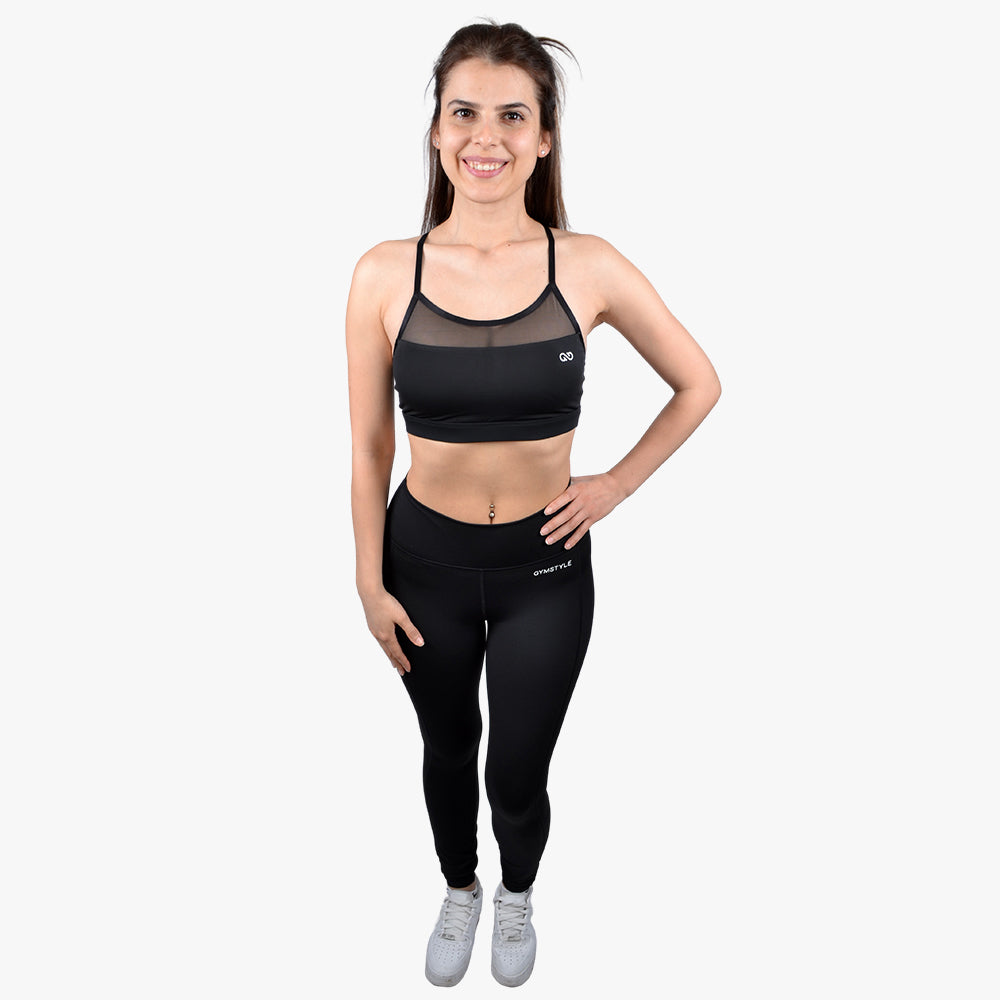Pure Black Performance Mesh Bra