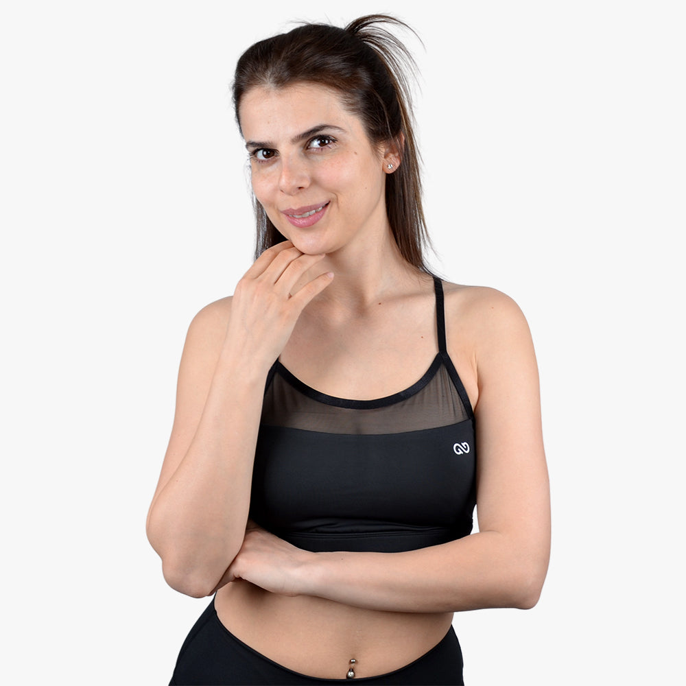 Pure Black Performance Mesh Bra