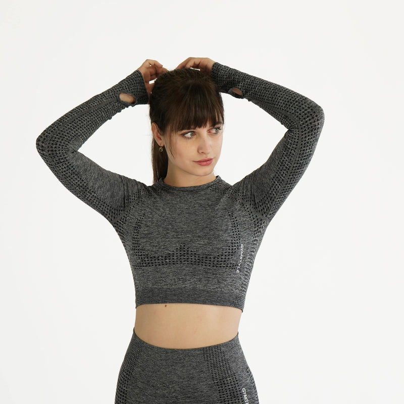 Elite Seamless Longsleeve Crop Top Grey