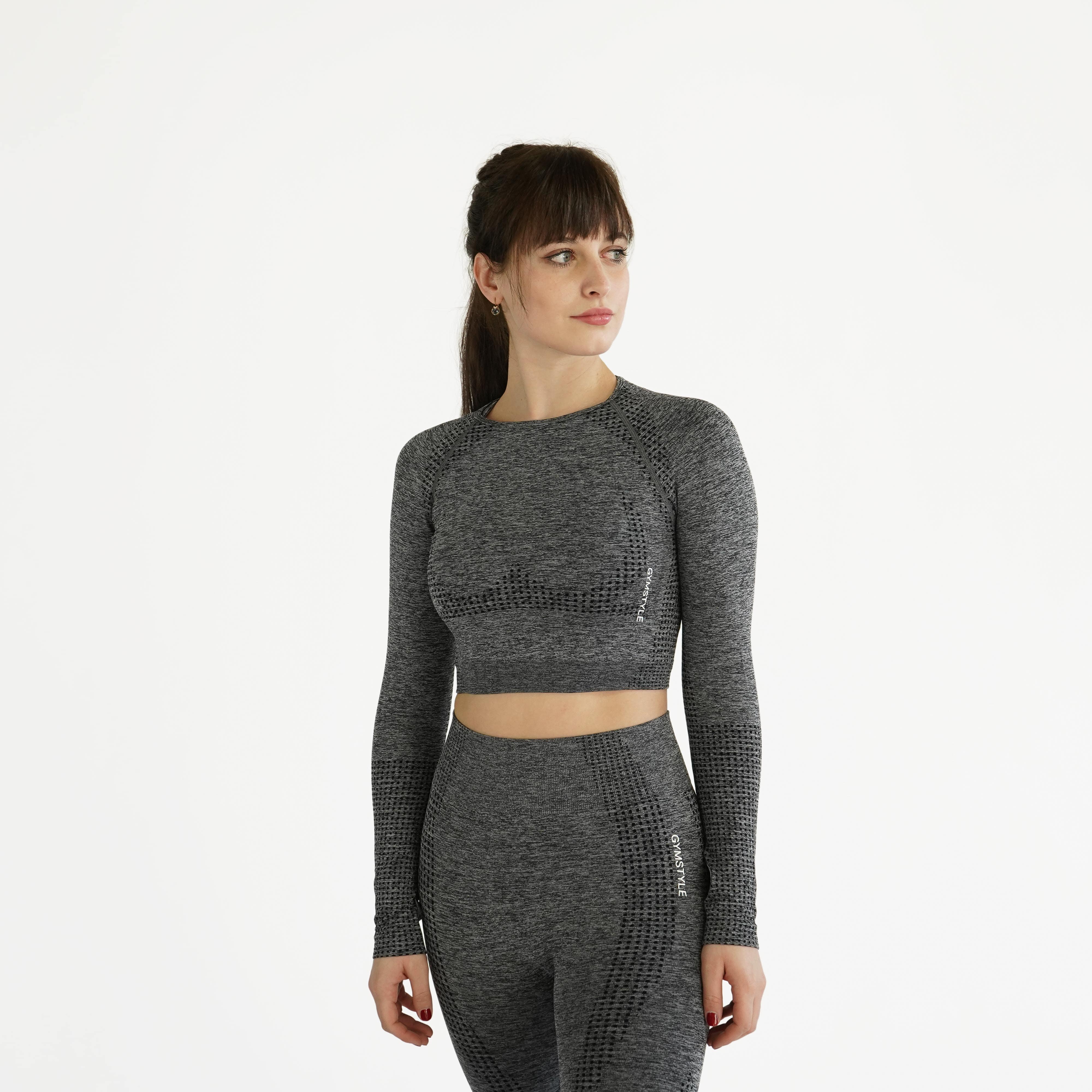 Elite Seamless Longsleeve Crop Top Grey