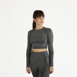 Elite Seamless Longsleeve Crop Top Grey