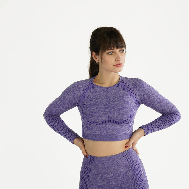 Elite Seamless Longsleeve Crop Top Violet