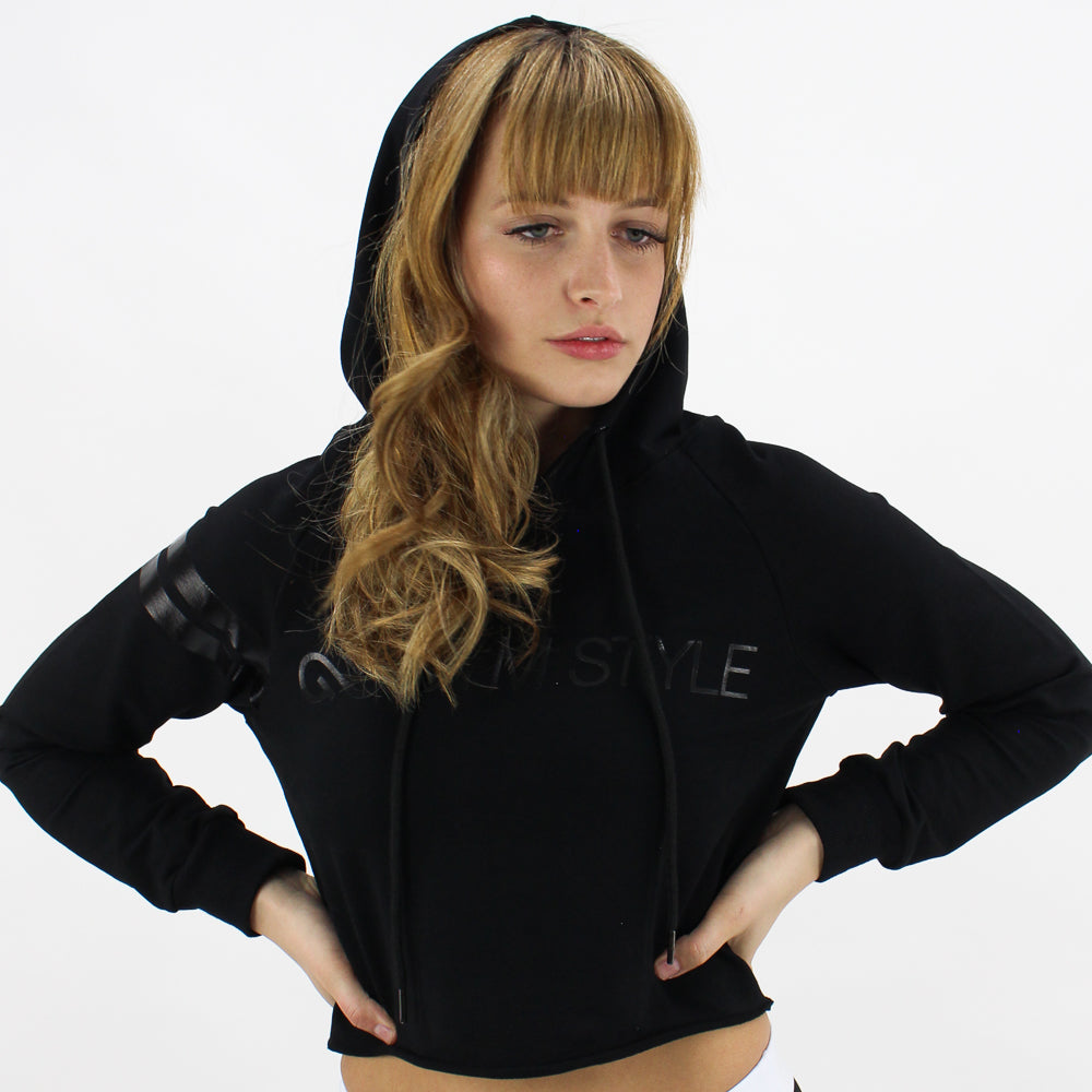 GYM STYLE - Cropped Hoody - Black - Over Hair